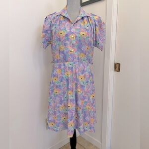 Vintage 1970’s made in France - Purple Floral Midi Dress